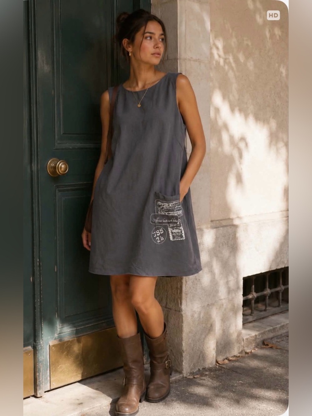 She Fly Anthropologie Gray Sleeveless Dress with Pocket Detail size 6 size 40
